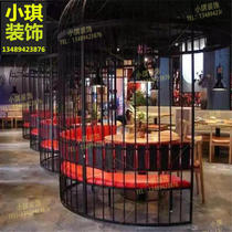 European-style wrought iron large birdcage hotel restaurant cafe hot pot milk tea shop decoration decoration large metal birdcage