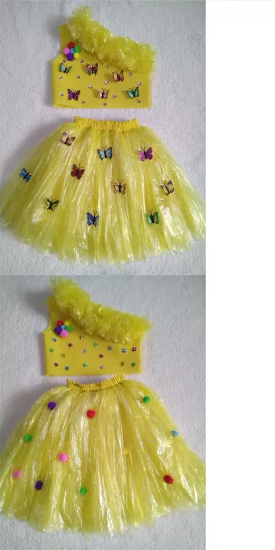 Bảo vệ môi trường quần áo trẻ em trình diễn thời trang mẫu giáo quần áo handmade cô gái sáng tạo cha mẹ trẻ con trình diễn
