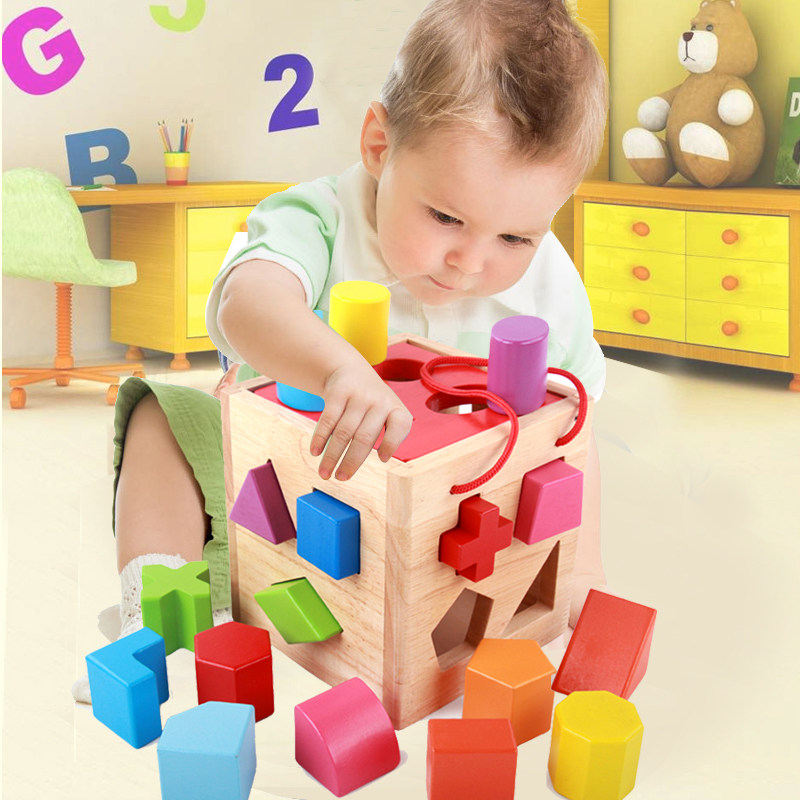Baby building blocks toys 0-1-2-year-old 3 baby boy girl preeminable brain wood assembled early childhood teach-Taobao