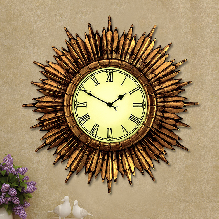 European retro wall clock Living room bedroom wall clock Art clock American Nostalgic country silent Quartz wall clock