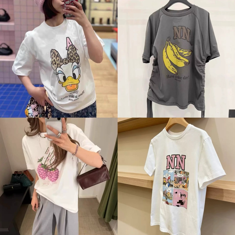 Three Arrows Together Correct Spring/Summer New Niche Anime Animal Print Round Neck Loose Short Sleeve T-Shirt