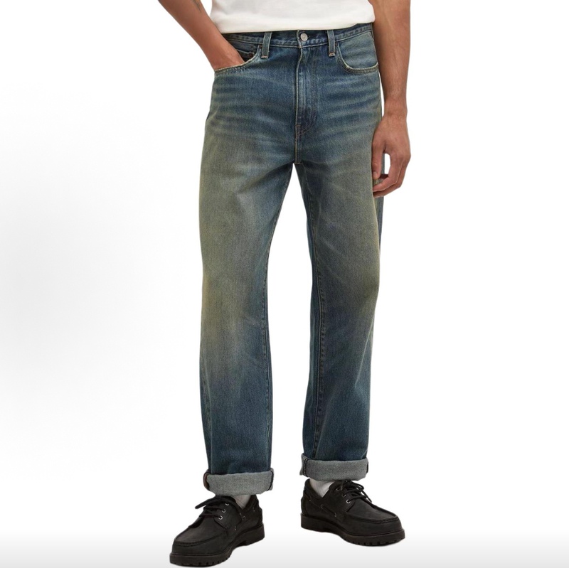 Barbour Collaboration Leivs Jeans 568 American Retro Washed Vintage Casual Pants Unisex Loose Long Pants