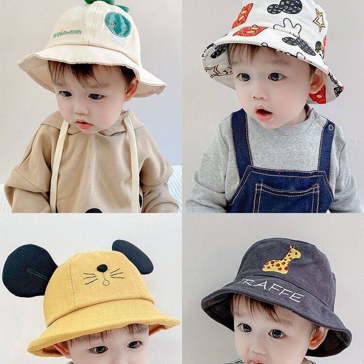 Autumn-winter baby hat baby sunhat male and female infant fisherman hat spring and autumn thin sun hat sunscreen pure cotton