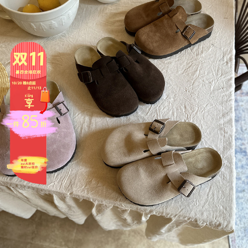 Musi New Product Korean Style Closed-Toe Birkenstock Sandals Thick-Soled Versatile Casual Slip-On Shoes Genuine Leather Musi New Product Korean Style Closed-Toe Birkenstock Sandals Thick-Soled Versatile Casual Slip-On Shoes Genuine Leather