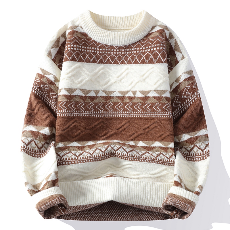 Couple's Youthful Lazy Style Retro Versatile Color-Blocked Knit Sweater Men's Artistic Knit Sweater Jacket