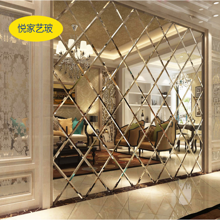 Brown glass background wall mirror fight mirror Modern simple diamond European TV restaurant Super silver mirror Gray mirror