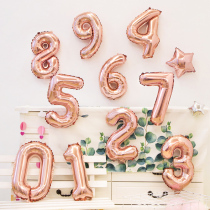 16 inch rose gold digital aluminum film balloon children baby first birthday decoration party background scene layout