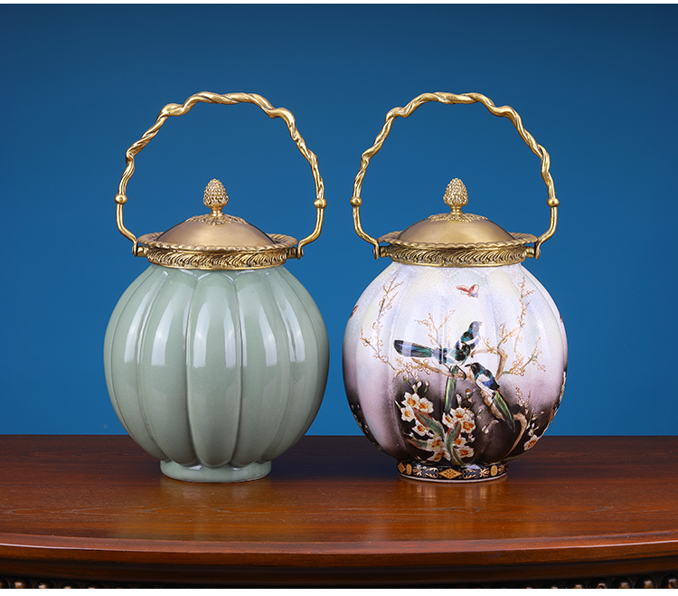 American ceramic painting pumpkins, basket cover box of creative furnishing articles European household storage tank handicraft ornament sitting room