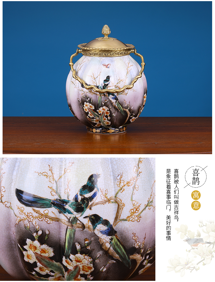 American ceramic painting pumpkins, basket cover box of creative furnishing articles European household storage tank handicraft ornament sitting room