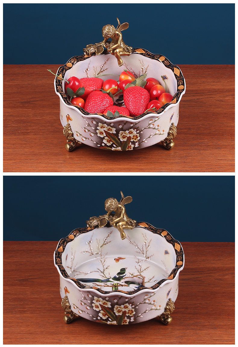 American ceramic dry fruit tray was home sitting room creative household act the role ofing is tasted high - class European - style key-2 luxury compote receive tea table plate