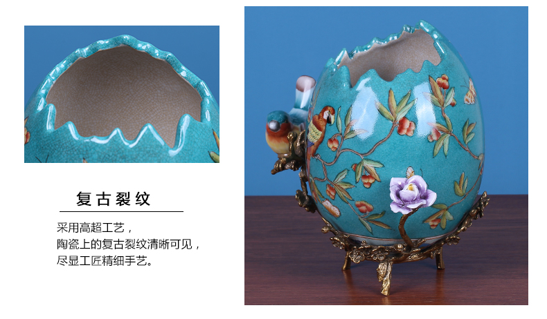 Creative bird eggshell copper ceramics handicraft artical home sitting room porch example room adornment is placed