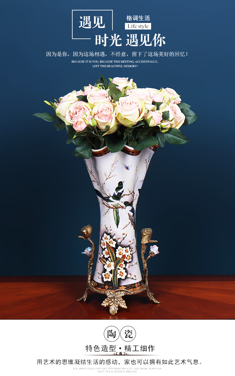 European American ceramic vase light much creative home sitting room porch table dry flower, flower decoration flower arranging furnishing articles