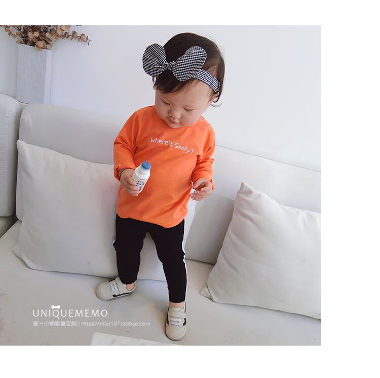 Áo thun nam hoang dã cho bé trai và nữ phiên bản Hàn Quốc mùa xuân mới bé trai thư cổ tròn tay dài mỏng bên trong áo sơ mi chạm đáy áo thun bé trai mùa hè