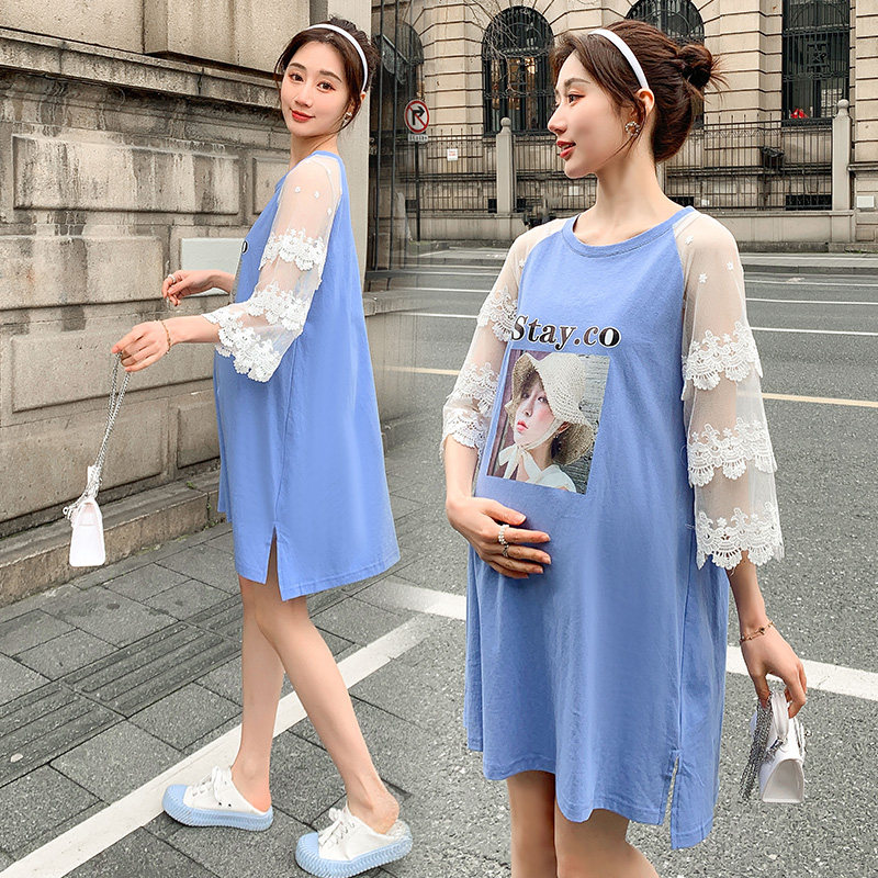 Pregnant women dress summer dress 2022 small young man high soft breeze suit summer dress T - shirt