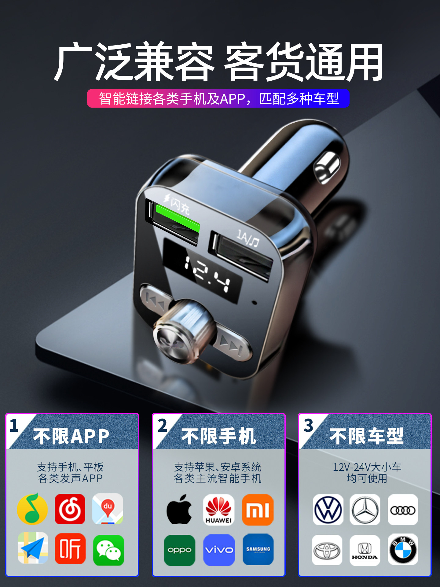 Newman Car Bluetooth Receiver Lossless Sound Quality Mp3 Player Car Converter Cigarette Lighter Charger