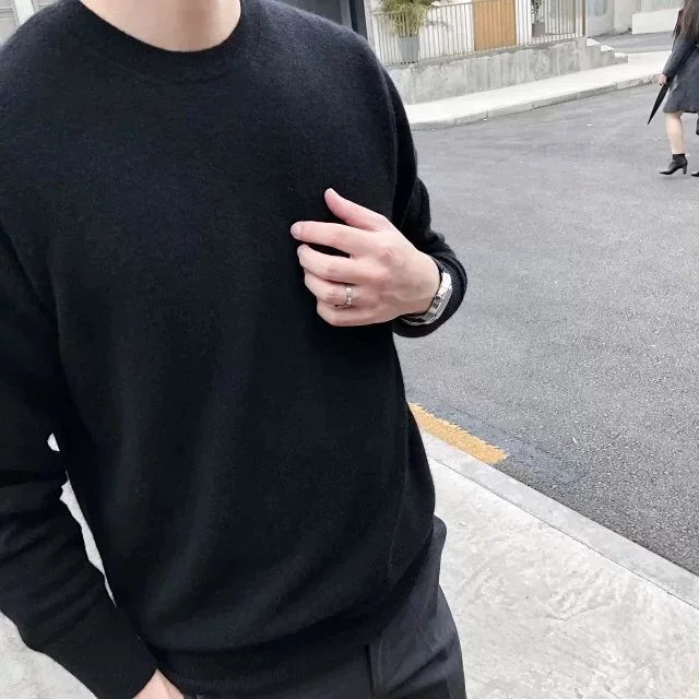 DAJO lợi ích đặc biệt Một món quà năm mới dành cho chồng 100% áo len cashmere Đàn ông dài tay ấm áp và lỏng lẻo - Áo len cổ tròn