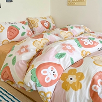 Small fresh cotton pure cotton four-piece net red model 2 meters 1 501 8m bed sheet quilt cover summer bed 4 three pieces