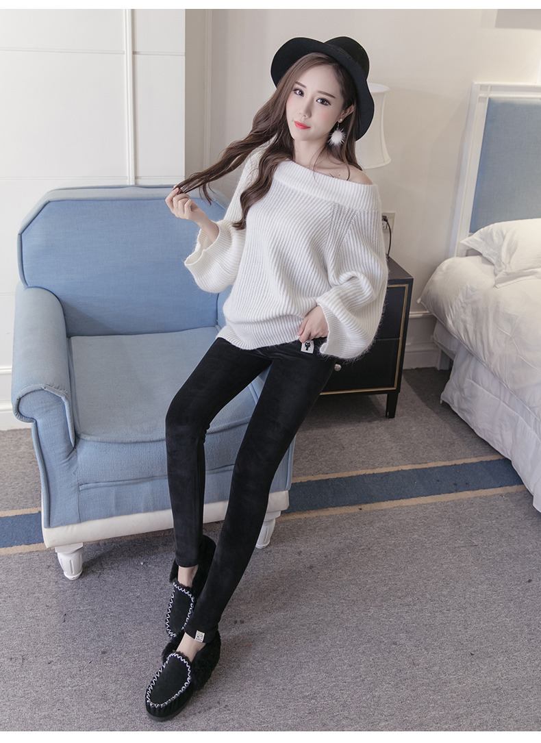 Quần bà bầu xuân hè 2018 mới thu đông quần áo nâng bụng cộng với quần legging nhung dày thời trang mặc cho bà bầu quần áo mùa thu quần đùi bầu