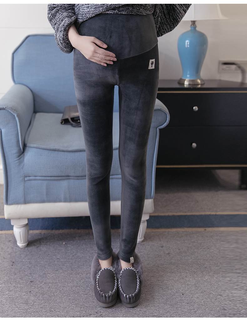 Quần bà bầu xuân hè 2018 mới thu đông quần áo nâng bụng cộng với quần legging nhung dày thời trang mặc cho bà bầu quần áo mùa thu quần đùi bầu