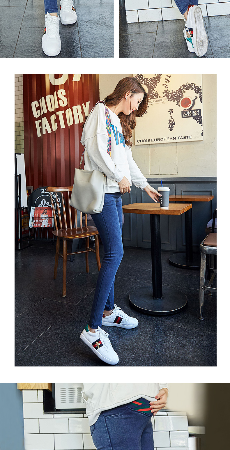 Bà bầu mang quần cạp thấp mùa xuân và quần jeans mùa thu mặc quần đáy xuân 2019 mới thủy triều mẹ nâng bụng mùa xuân thời trang cho bà bầu