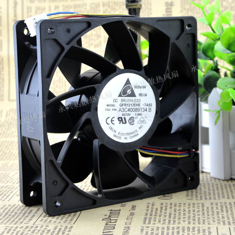 Delta QFR1212EHE 12038 12V 1 5A violent fan 4-pin PWM fan