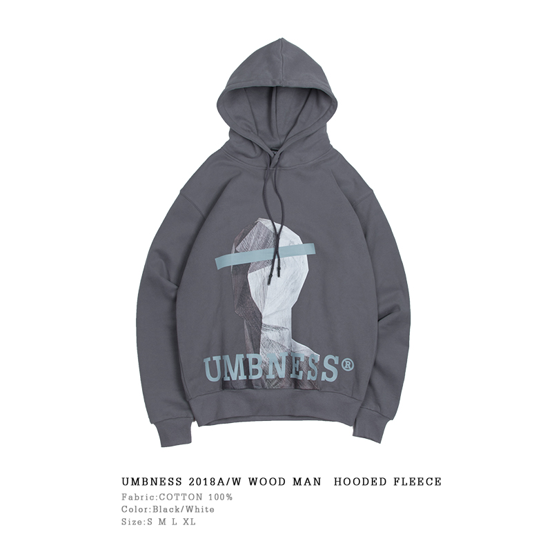 UMBNESS official original wood man printed loose hoodie national tide ...