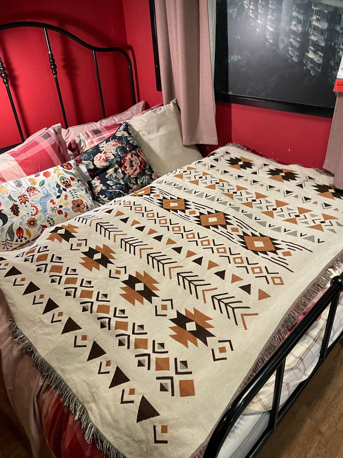 Ethnic Bohemian Indian Sofa Blanket Decorative Blanket 40% Cotton 60% Polyester Camp Market Decoration Camping