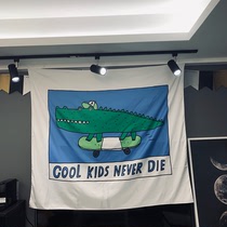  Background cloth ins photo hanging cloth tapestry Girl heart bed and breakfast decoration cloth design style dormitory transformation green crocodile
