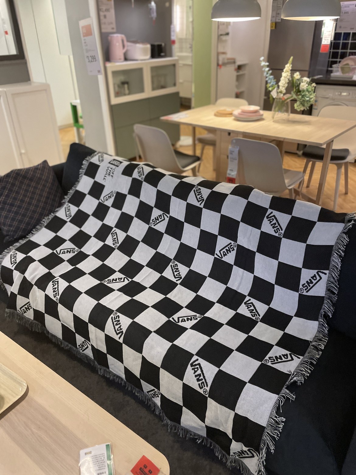 Checkerboard Trend Blanket Blanket Black and White Cotton Sofa Towel Line Blanket Sofa Mat Tapestry Sofa Blanket Leisure Blanket
