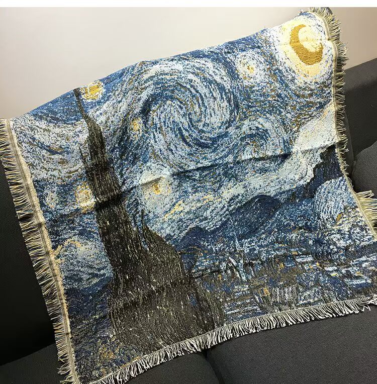 Ngoại thương B & B chăn Van Gogh sơn dầu loạt sofa chăn tấm thảm sao đêm nghệ thuật trang trí chăn chăn giải trí chăn bầu trời đầy sao thảm treo tường vintage