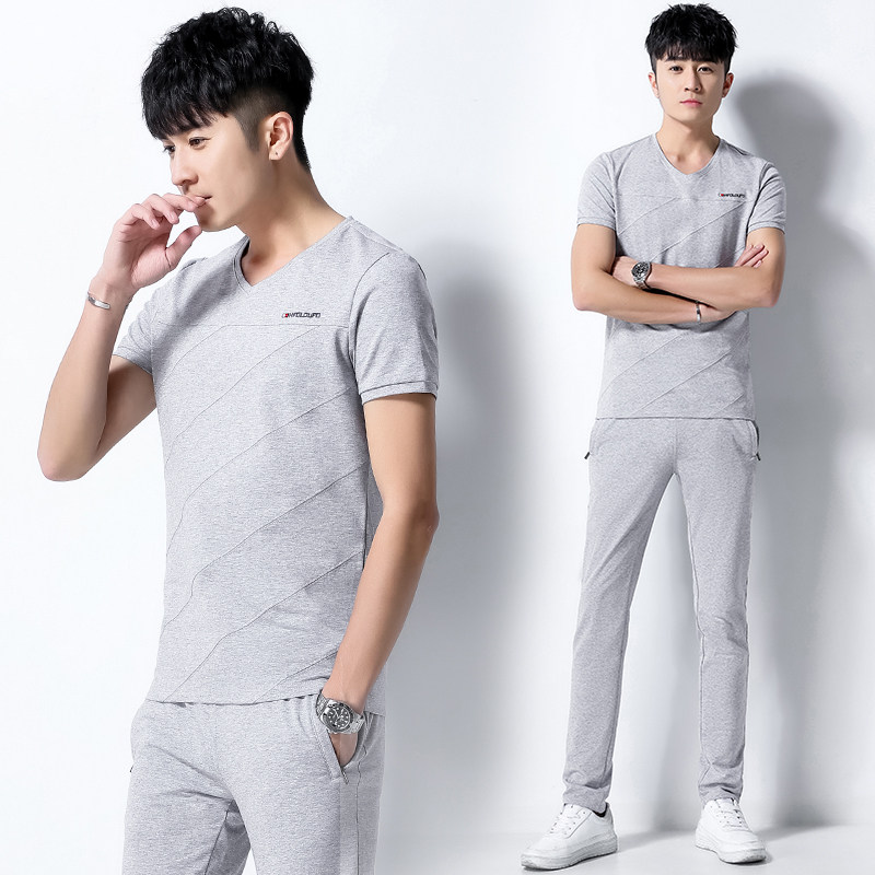 Jordan No Sports Suit Men's Summer Short Sleeve Long Pants 361 Pure Cotton T-Shirt Slim Fit Fashion Casual Two-piece Style