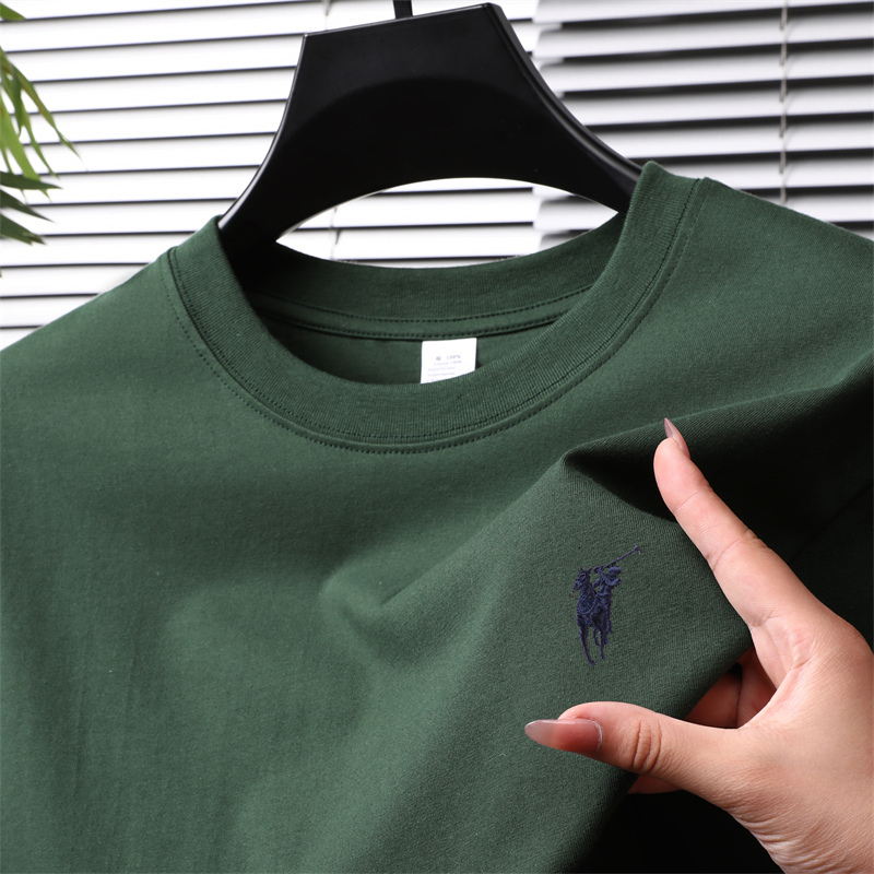 [Ole Discount] Paul Counter T-Shirt Short-Sleeved Men's 100% Cotton Wide Version Off-Shoulder Embroidered Half-Sleeved T-Shirt Enlarged