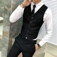 Áo vest nam mùa thu phiên bản Hàn Quốc của bộ đồ tự kinh doanh vest vest vest thanh niên chuyên nghiệp - Dệt kim Vest áo len không tay nam
