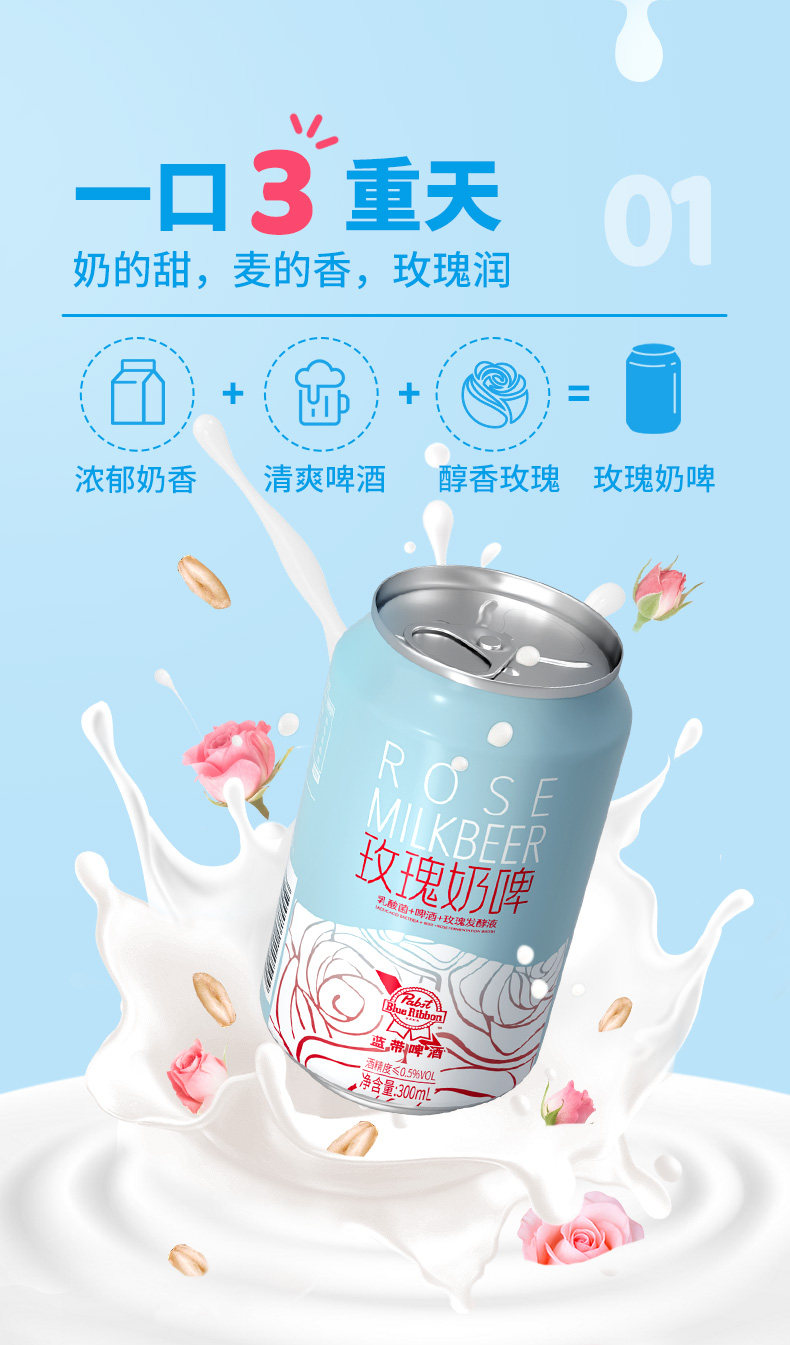 Blueribbon 蓝带 玫瑰奶啤300mlx12罐 券后49元包邮 值值值-买手聚集的地方