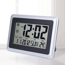 Creative large screen electronic clock silent wall clock Bedroom living room LCD modern simple with thermometer atmosphere