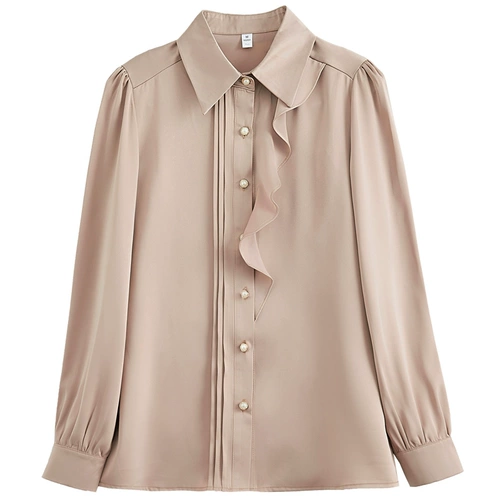 Лонгслив, шифоновая осенняя дизайнерская рубашка для матери, тренд сезона