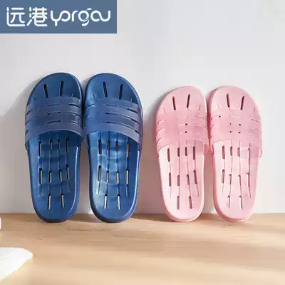 Bathroom slippers shoelace hole bathing water leakage hollow non-slip female indoor home men household dressing room sandals summer