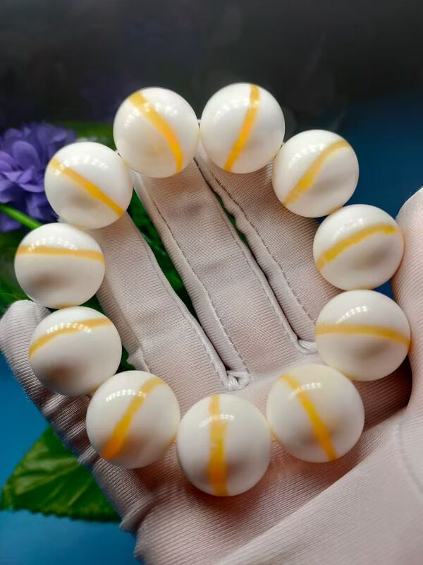 Deep-Sea Golden Silk Large Shell Bracelet Tai Chi Unisex Hand-Held Bracelet Gift White Jade Natural Glass Thousand-Layer Snow