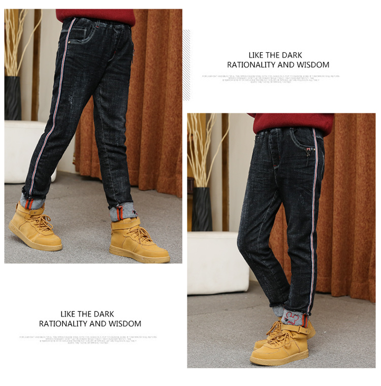 Cô gái mùa đông 2018 mới quần jeans đen cộng với quần nhung cho bé lớn 10 mùa thu đông dày 12 phiên bản Hàn Quốc 15 tuổi quần short jean trẻ em
