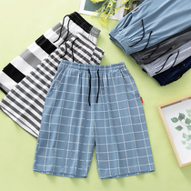 Mens Sleeping Pants Pure Cotton Summer Thin PURE COLOR LOOSE LARGE CODE STUDENT SHORTS EXTRACTABLE FULL COTTON 50% HOME PANTS