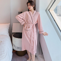 Long sleeves pure cotton pyjamas women fall and sleeping robes men and women pure color full cotton long style big code bathrobe sleeping skirt home dress