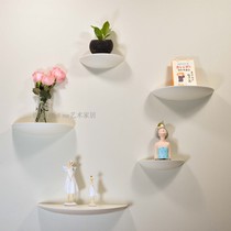 White Wall Shelf Sky Ladder Solid Wood Semi-circle Partition No Nail Wall-mounted Laminate Storage TV Wall Styling