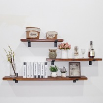 Minimalist American solid wood I-shaped separator wall shelf Living room hanging wall Wall-mounted Shelves Kitchen Corner containing shelf