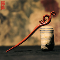 Small Leaf Purple Sandalwood Curly Hair Hairpin Gale for men and women Ancient Wind Superfairy Brief Handmaids Dish Hair Chinese Original Custom Wood Hairpin Children