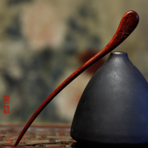 Small leaf rosewood hairpin Childrens Hanfu ancient style plate hair simple walk to send male and female friends Tanabata Valentines Day gifts