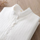 Korean style stand collar lace pure cotton white velvet shirt women's warm winter new style loose slimming thickened base shirt