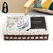 Qilu desktop storage basket paper rattan fabric finishing basket snack display plate towel storage basket new storage basket