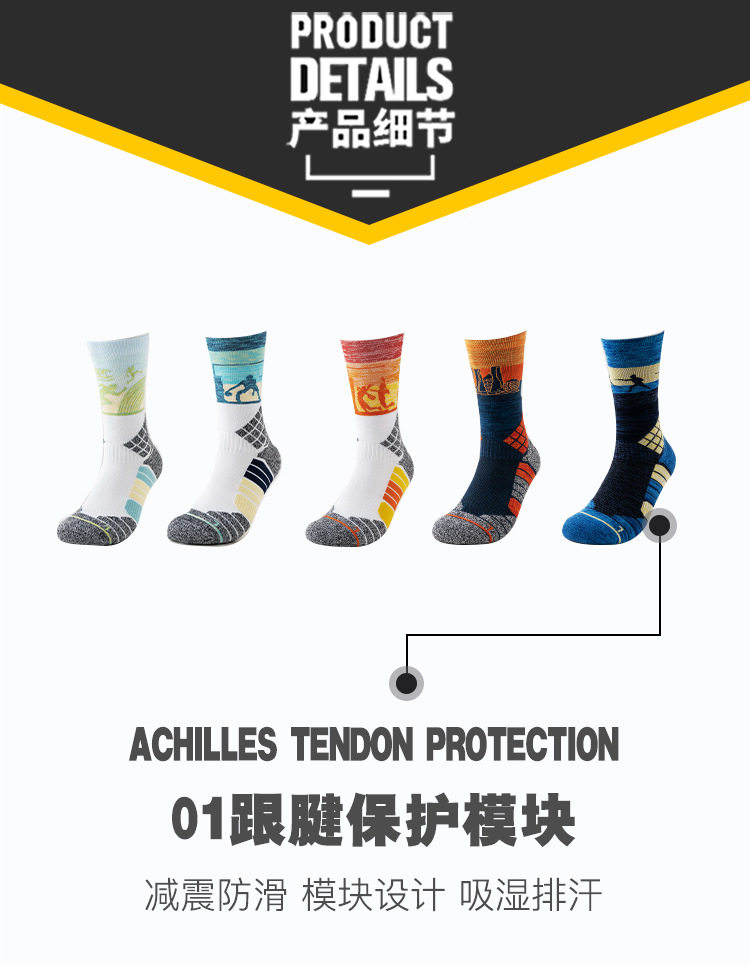 Professional Basketball Socks for Men, High-Top, Thickened Towel Bottom, Shock-Absorbing, Breathable, Practical Basketball Socks, Running Sports Elite Socks — تصویر 1