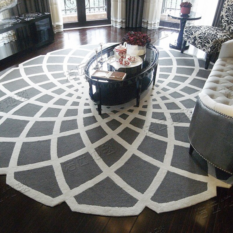 European-style American light luxury model room Chinese-style round carpet living room coffee table bedroom bedside study handmade custom