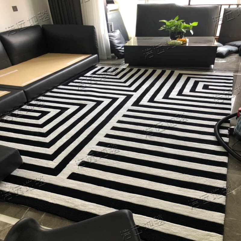 black and white minimalist modern light lavish style living room sofa tea table bedroom bedside book room dining room dining room handmade carpet custom-made